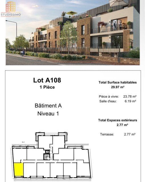 Studio 29m² Montévrain - Lumineux, proche commerces - Photo 1