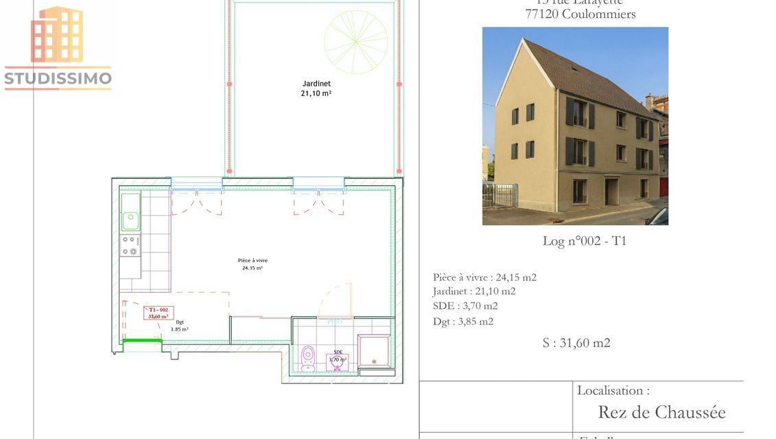 Studio 31m² Coulommiers - Neuf, jardin - Photo 1