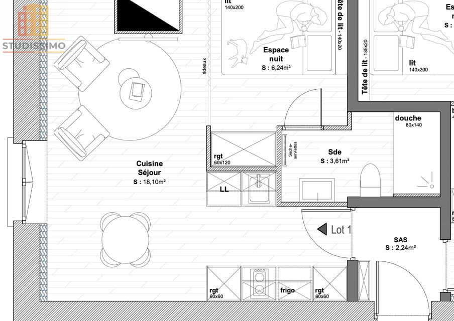 Studio 29m² Lyon 9e Vaise - À rénover, rue commerçante - Photo 1
