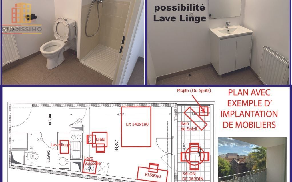 Studio 24m² Castelnau-le-Lez - Balcon sud, parking couvert - Photo 1