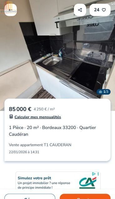Studio 20m² Bordeaux Caudéran - Photo 2