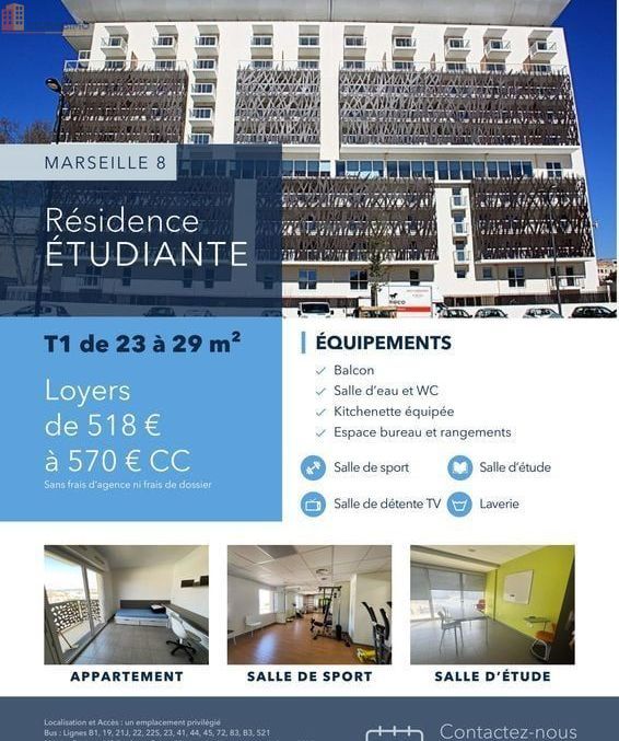 Studio 24m² Marseille 8e - Meublé, 7e étage - Photo 1