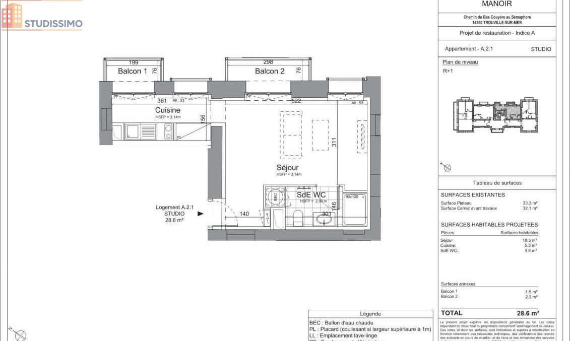 Studio 28m² Trouville-sur-Mer - - Photo 1