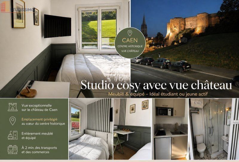 Studio 10m² Caen 14000 - Meublé, vue sur château - Photo 2