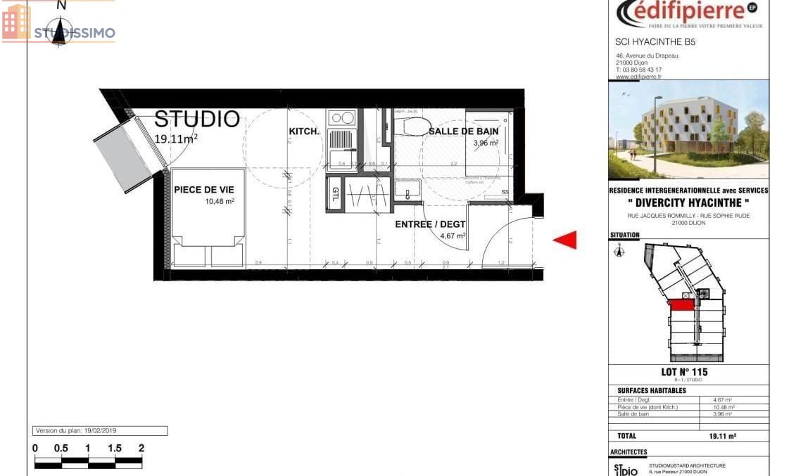 Studio 19m² Dijon 21000 - Photo 2