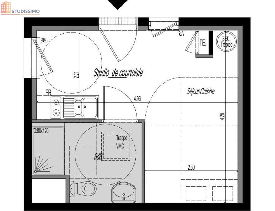 Studio meublé 19m² Besançon 25000 - Meublé, DPE C - Photo 3