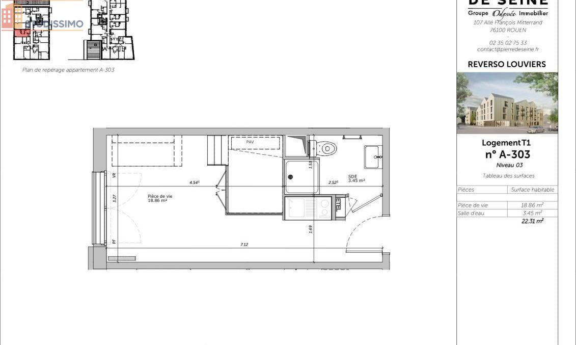 Studio 22m² Louviers - Bon DPE, lumineux - Photo 1