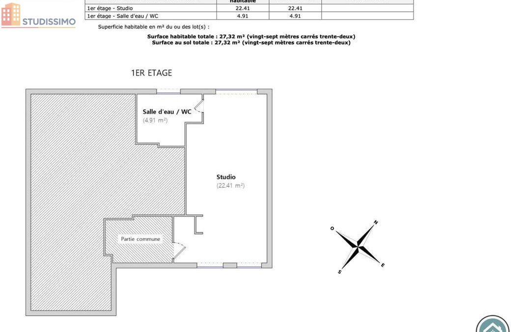 Studio 27m² Brest 29200 - Photo 18