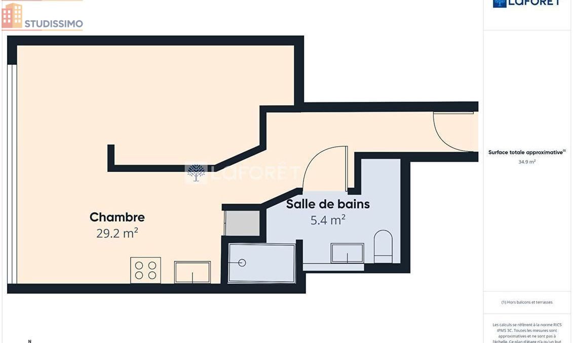 Studio meublé 35m² Quimper - Lumineux, DPE C - Photo 7