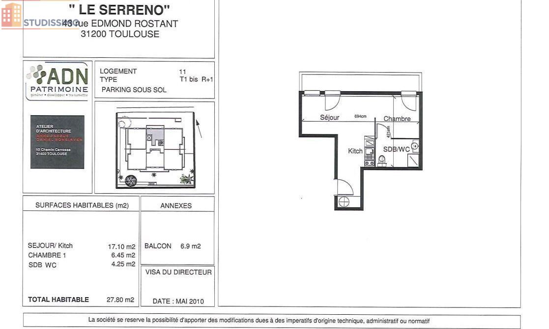 Studio 27m² Toulouse 31200 - DPE B - Photo 2