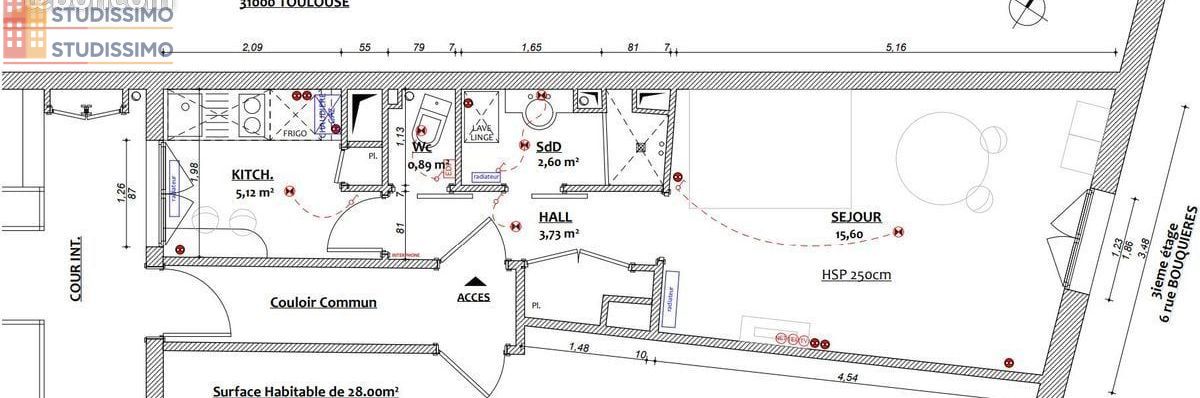 Studio 28m² Toulouse centre - Meublé, 3e étage - Photo 2