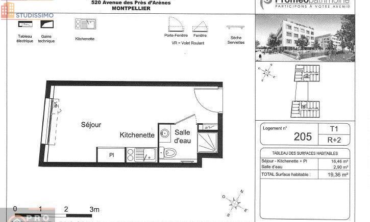 Studio 19m² Montpellier 34000 - Photo 1