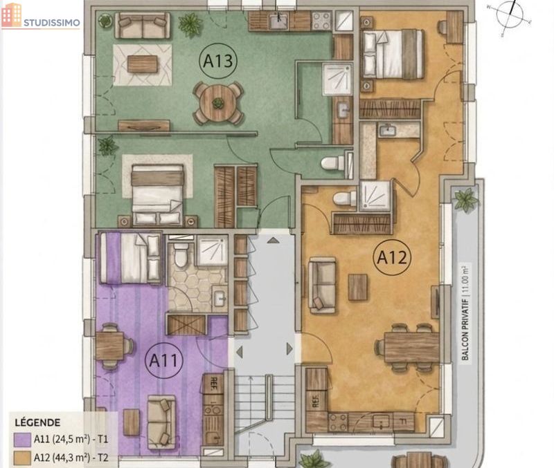 Studio 24m² Saint-Grégoire - Non meublé, rénové - Photo 1