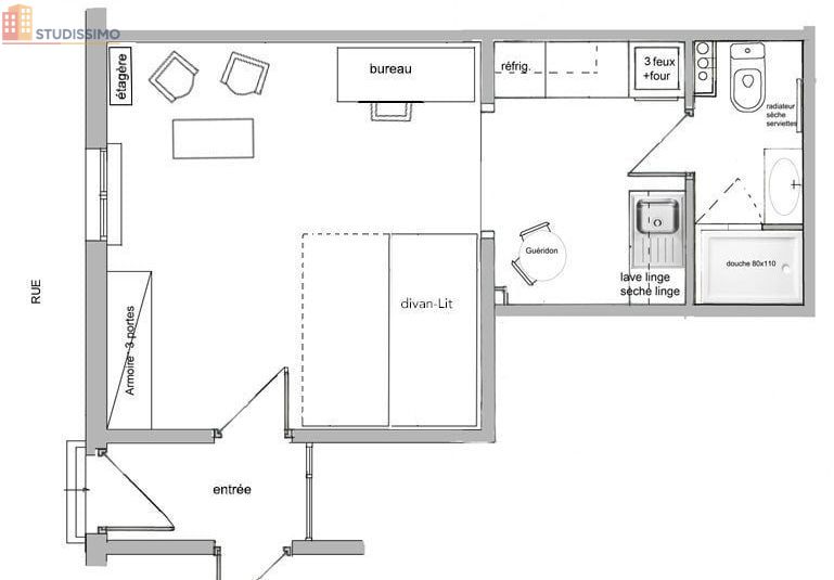 Studio meublé 26m² Bordeaux 33800 - Chauffage, internet inclus - Photo 1