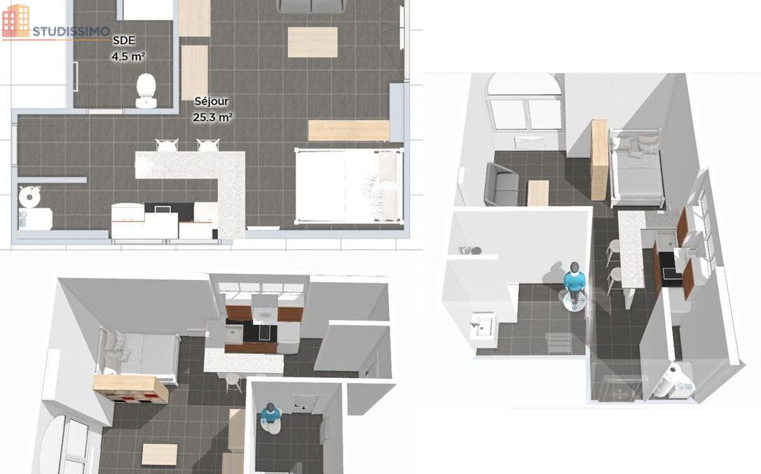 Studio meublé 33m² Bordeaux centre - RDC, grand espace - Photo 1