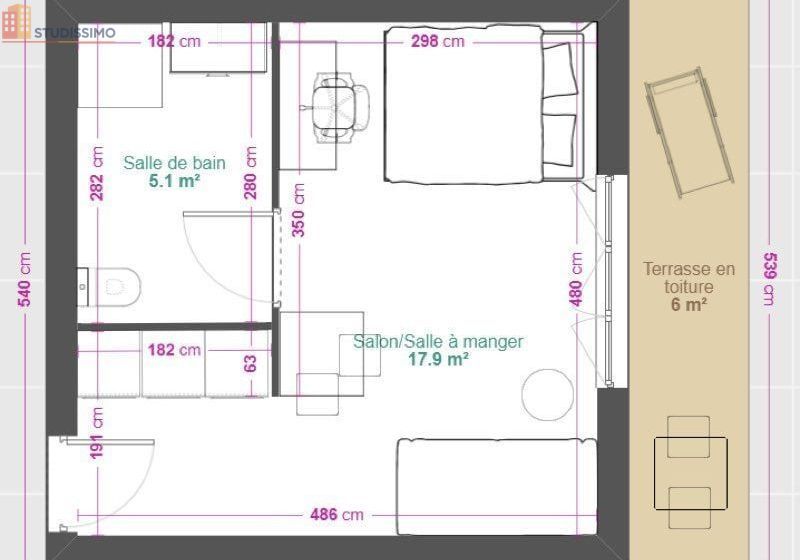 Studio 23m² Castelnau-le-Lez - Terrasse, parking privatif - Photo 1