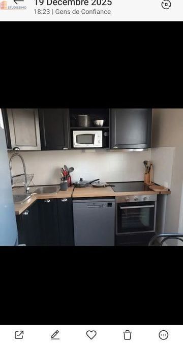 Studio meublé 11m² Bordeaux 33200 - Douche privative, étage élevé - Photo 3