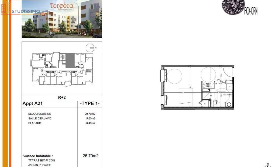 Studio 26m² Tours 37000 - DPE B - Photo 1