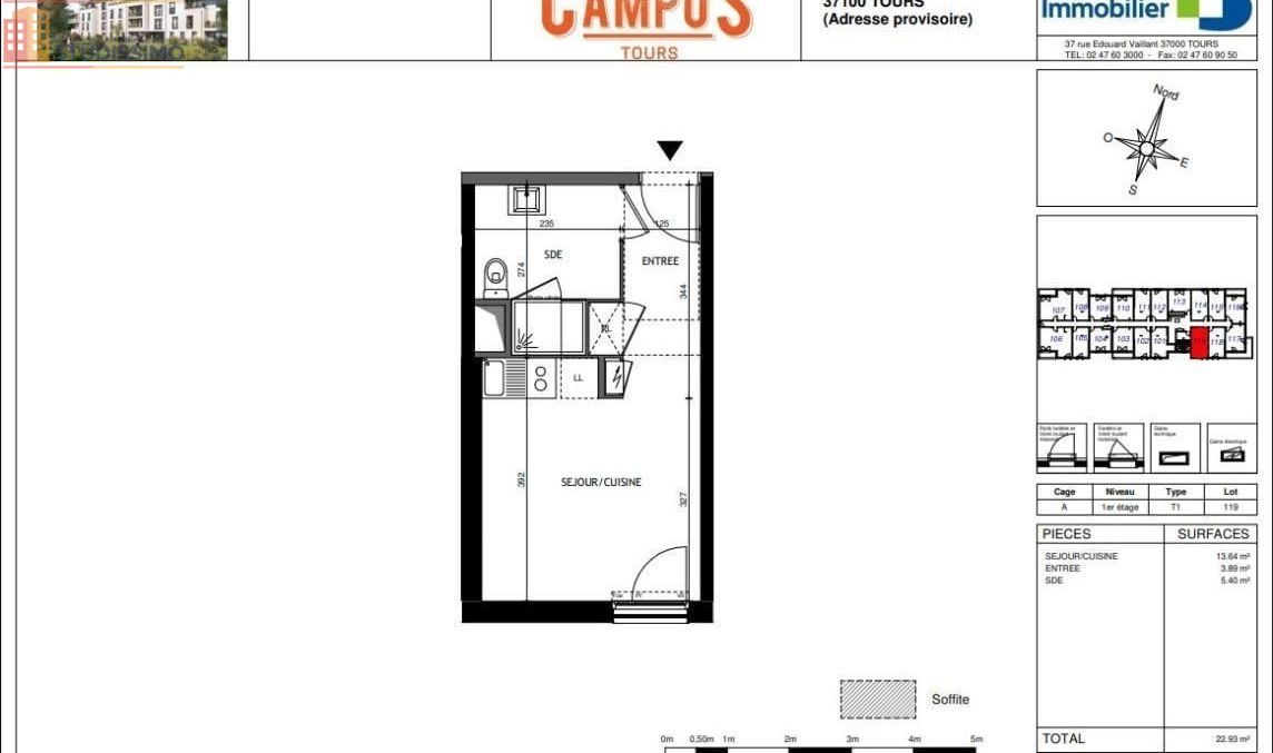 Studio 22m² Tours 37100 - DPE A, lumineux - Photo 1