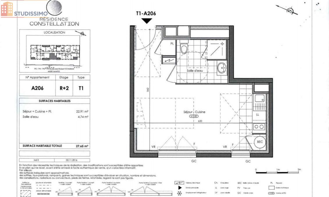 Studio 27m² Nantes 44300 - DPE C - Photo 7