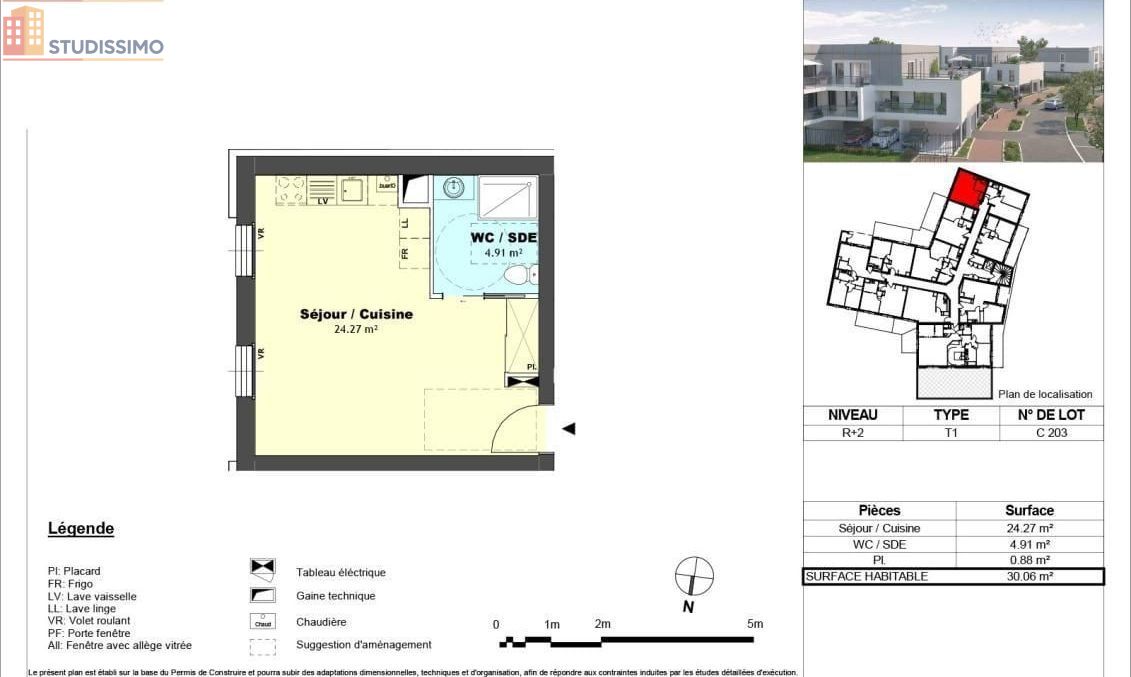 Studio 30m² Saint-Jean-le-Blanc - DPE C - Photo 2