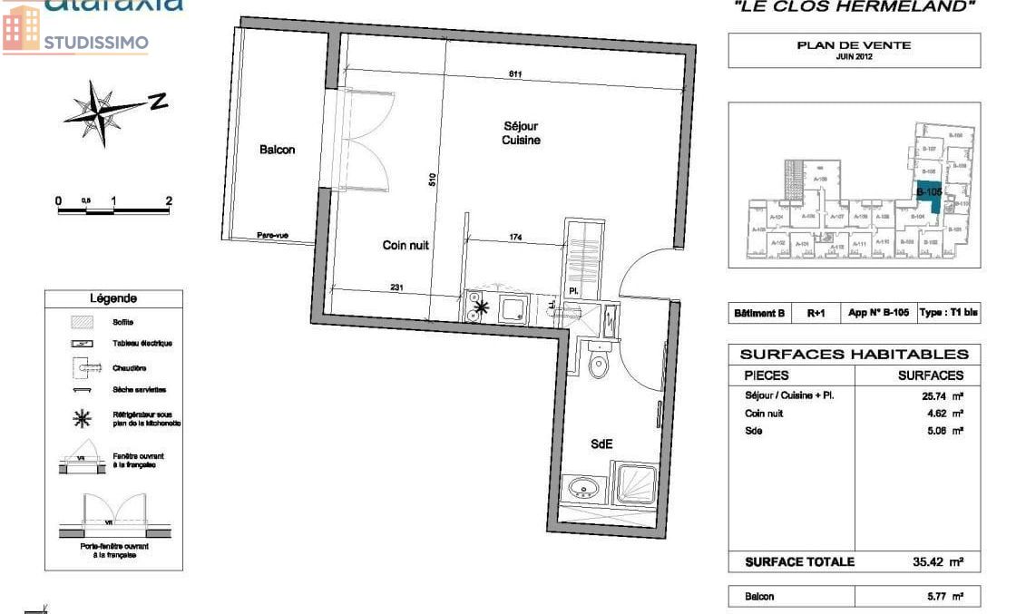 Studio 35m² Saint-Herblain - Lumineux, DPE C - Photo 9