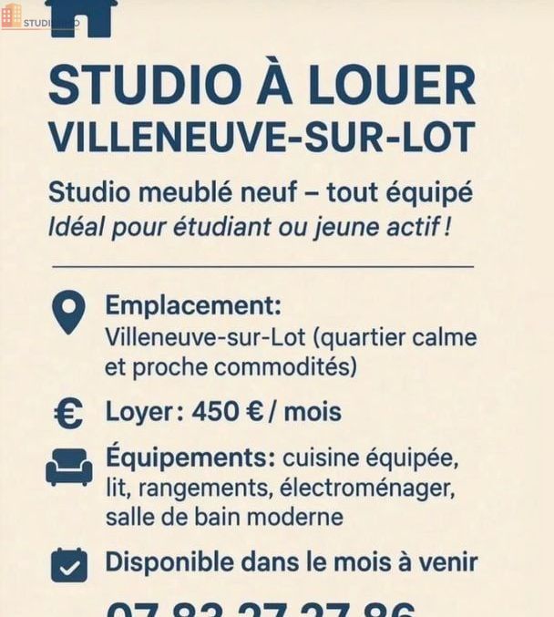 Studio à Villeneuve-sur-Lot