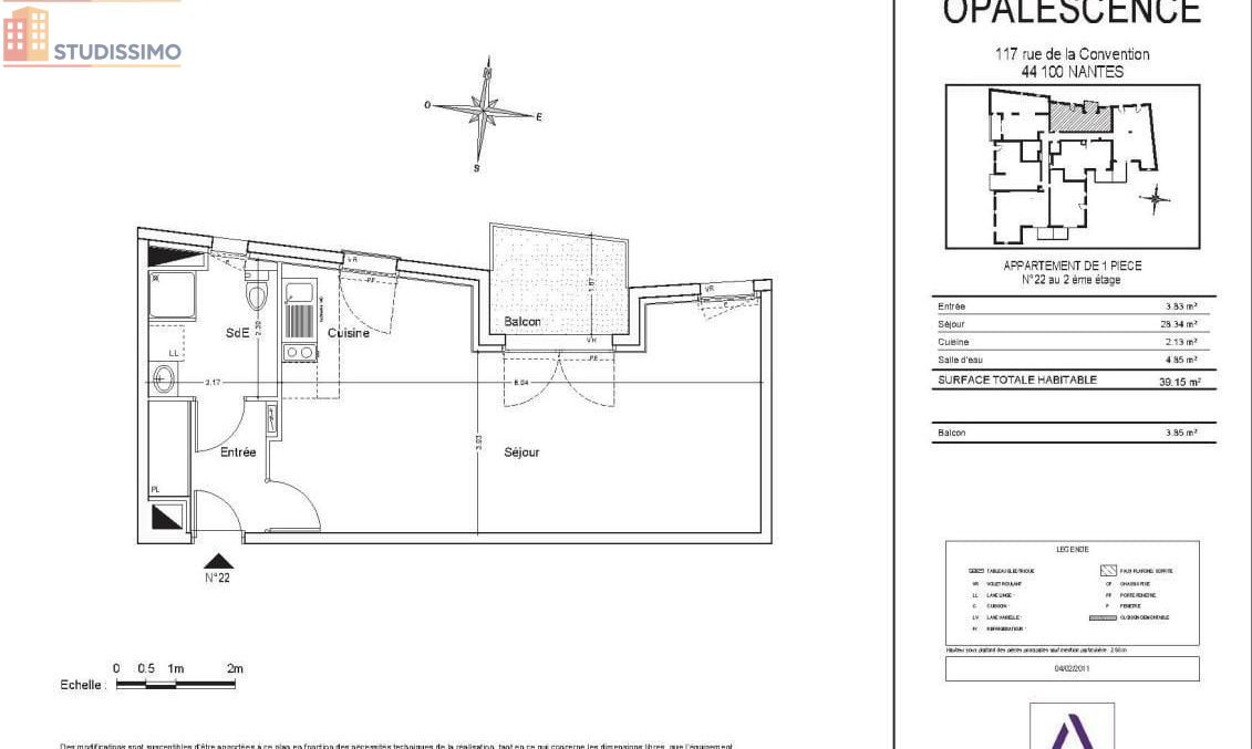 Studio 39m² Nantes 44100 - Lumineux, DPE C - Photo 1