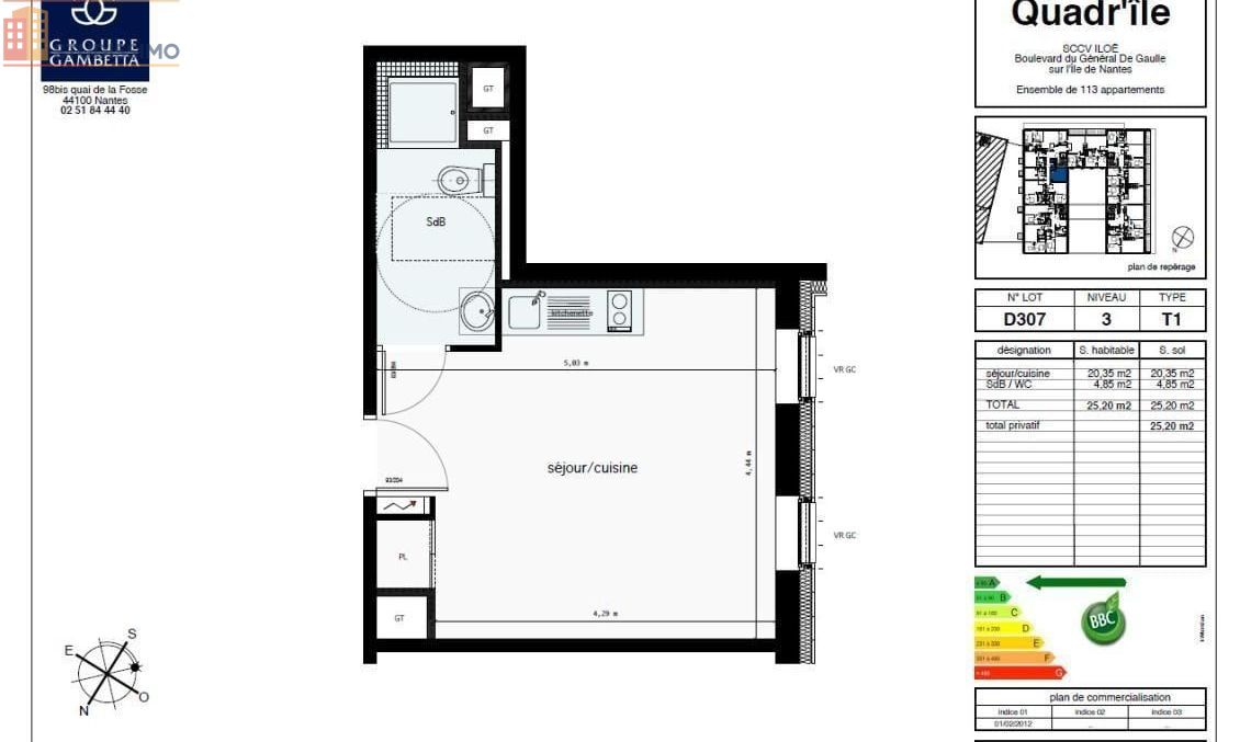 Studio 25m² Nantes 44200 - Photo 1