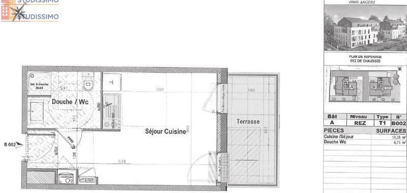 Studio 23m² Angers 49000 - Photo 2