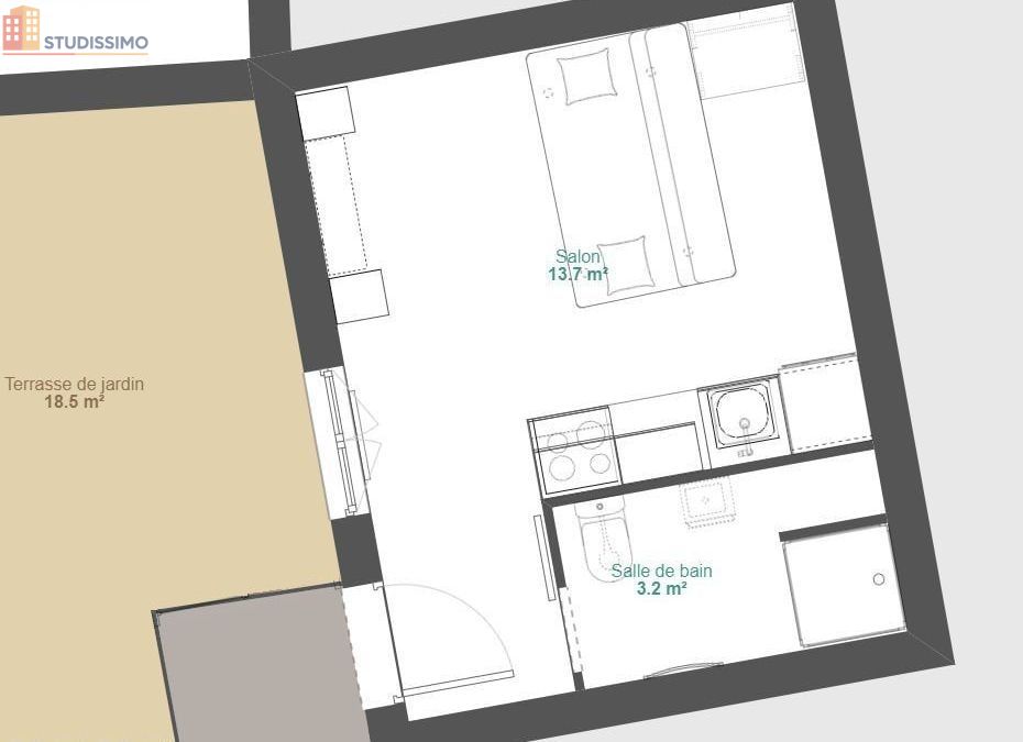 Studio 17m² Angers 49100 - Équipé - Photo 5