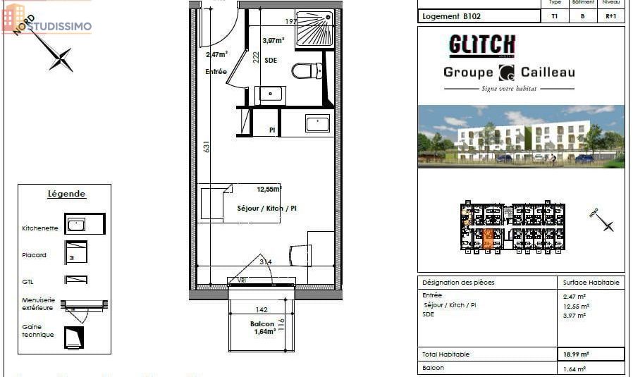 Studio meublé 18m² Angers 49000 - Meublé, DPE C - Photo 22