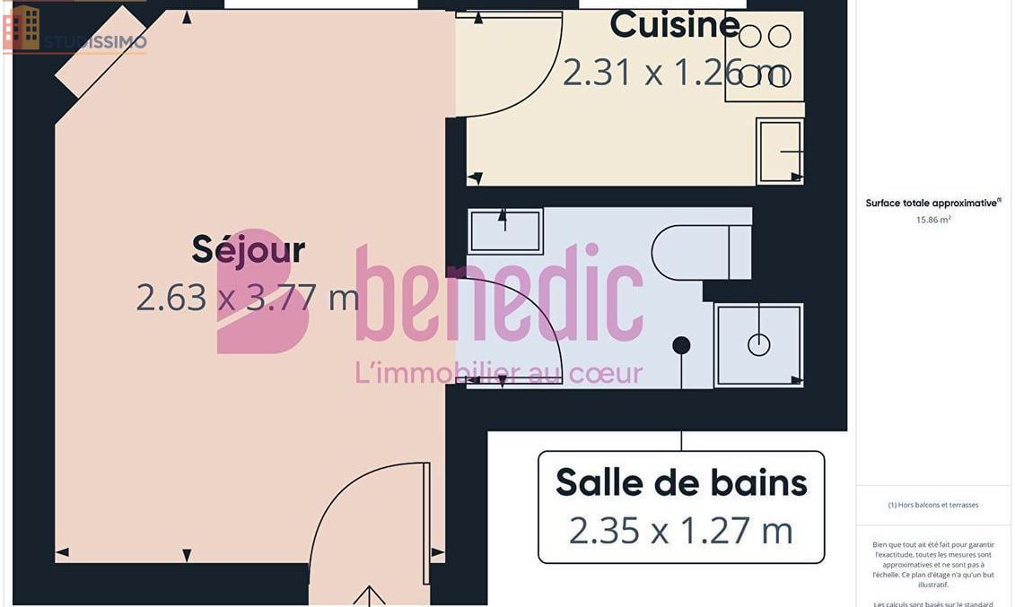 Studio 16m² Nancy 54000 - Meublé, DPE D - Photo 2