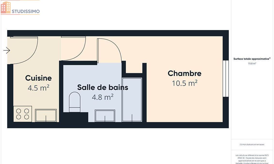 Studio 20m² Vandoeuvre-lès-Nancy - 2e étage - Photo 3