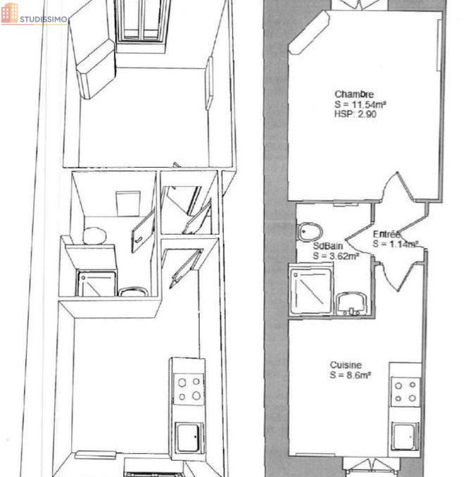 Studio meublé 25m² Nancy 54000 - Meublé, DPE D - Photo 2