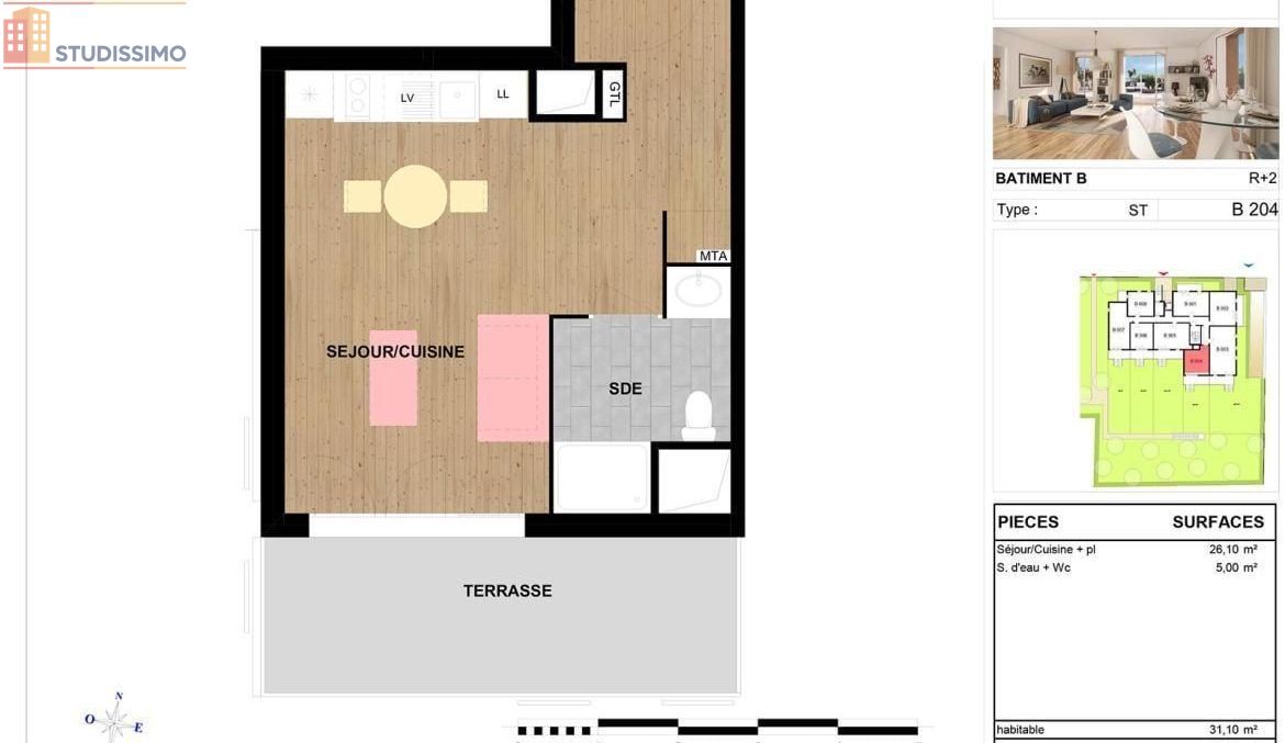 Studio 31m² Metz 57050 - DPE B - Photo 3