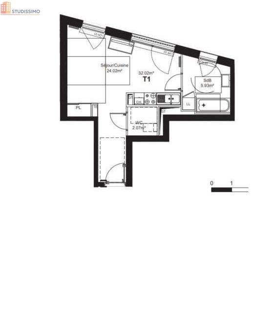 Studio 32m² Valenciennes - Lumineux, DPE C - Photo 1