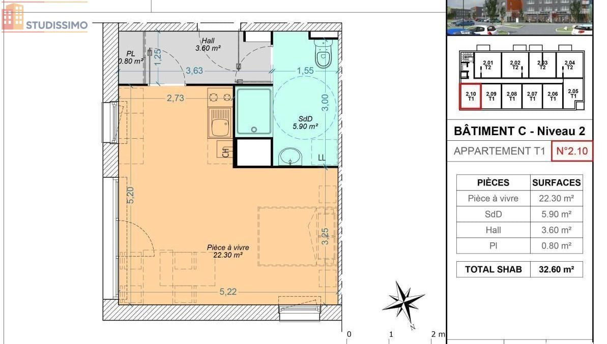 Studio 32m² Aulnoy-lez-Valenciennes - DPE C - Photo 1