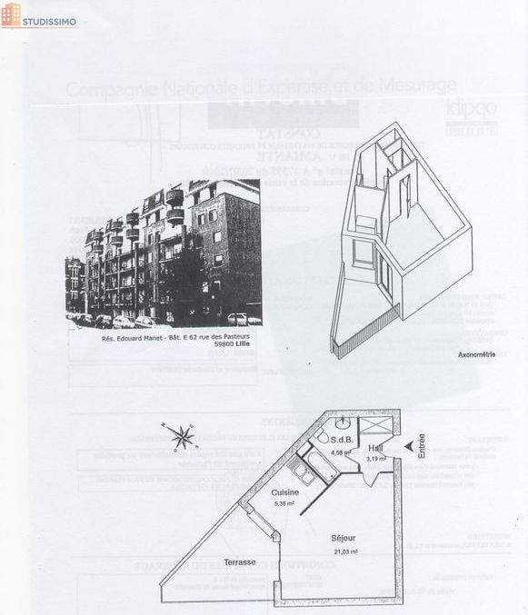 Studio meublé 34m² Lille Vauban - Terrasse privée, lumineux - Photo 1