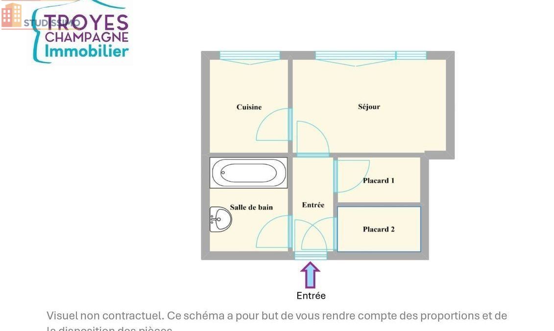 Studio 29m² Troyes - 7e étage, lumineux - Photo 1