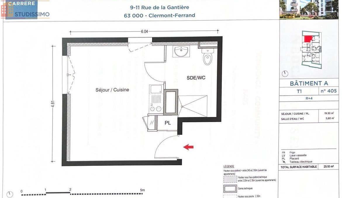 Studio 25m² Clermont-Ferrand 63000 - Photo 1