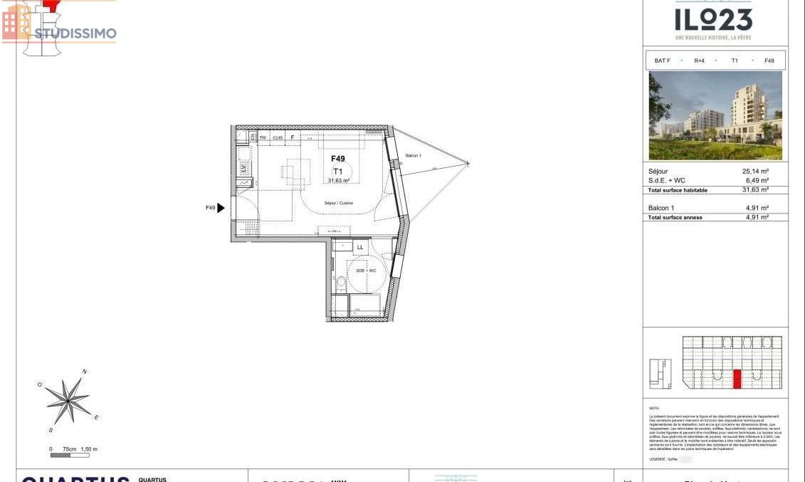 Studio 31m² Clermont-Ferrand - DPE C - Photo 1