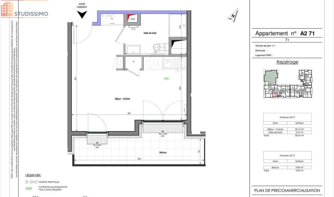 Studio 30m² Clermont-Ferrand - DPE A, lumineux - Photo 1