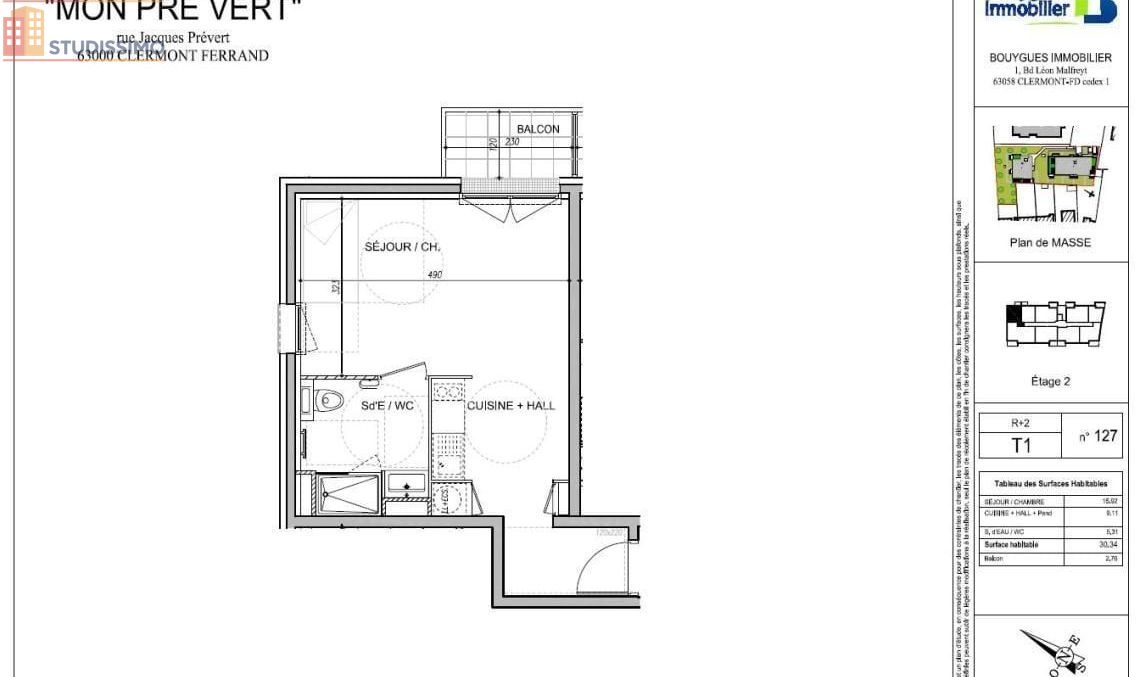 Studio 30m² Clermont-Ferrand 63000 - Photo 1