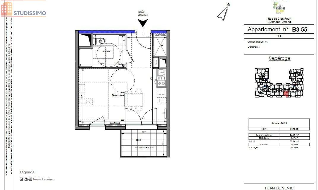 Studio 30m² Clermont-Ferrand 63000 - DPE A - Photo 1