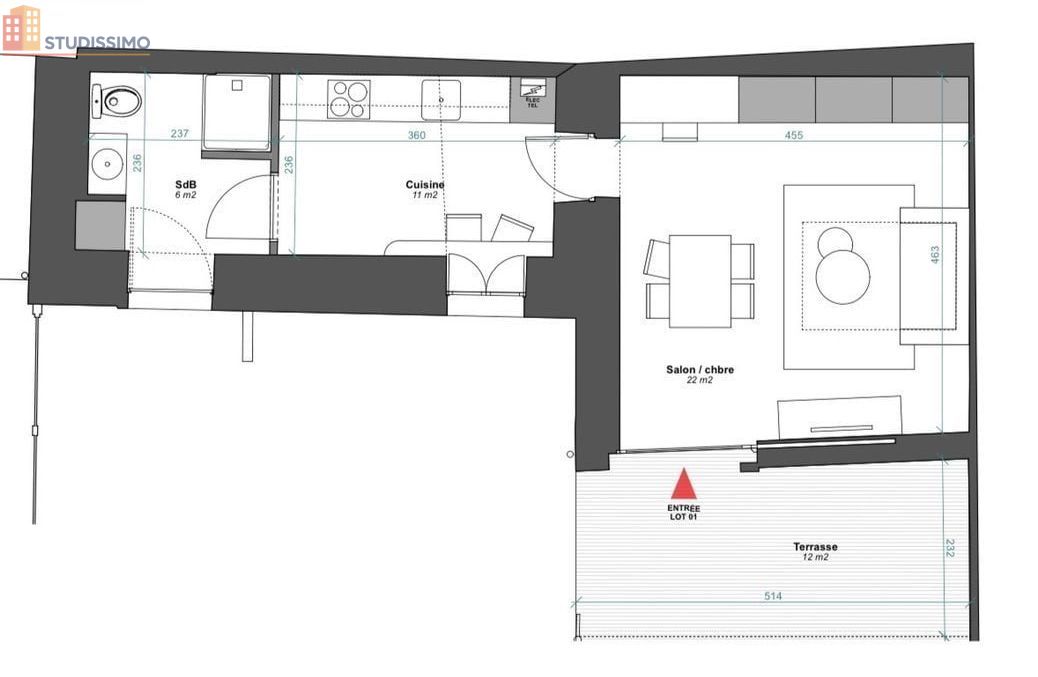 Studio 39m² Périgueux - DPE D, lumineux - Photo 1