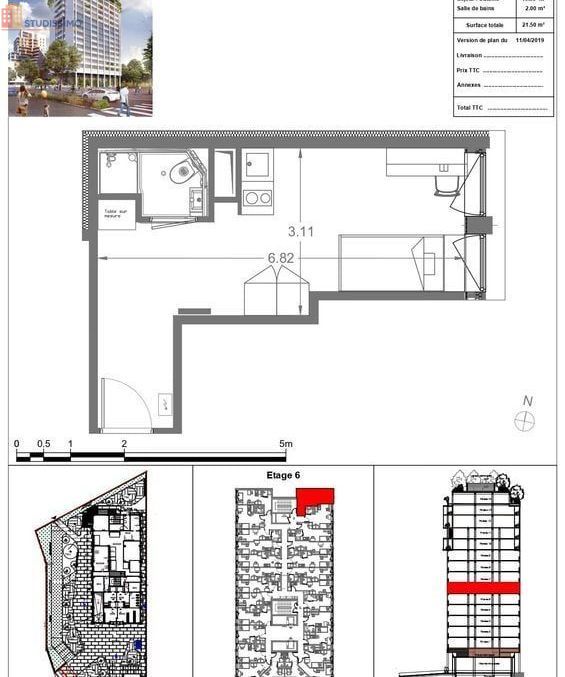 Studio meublé 22m² Strasbourg centre - Lumineux, étage élevé - Photo 1