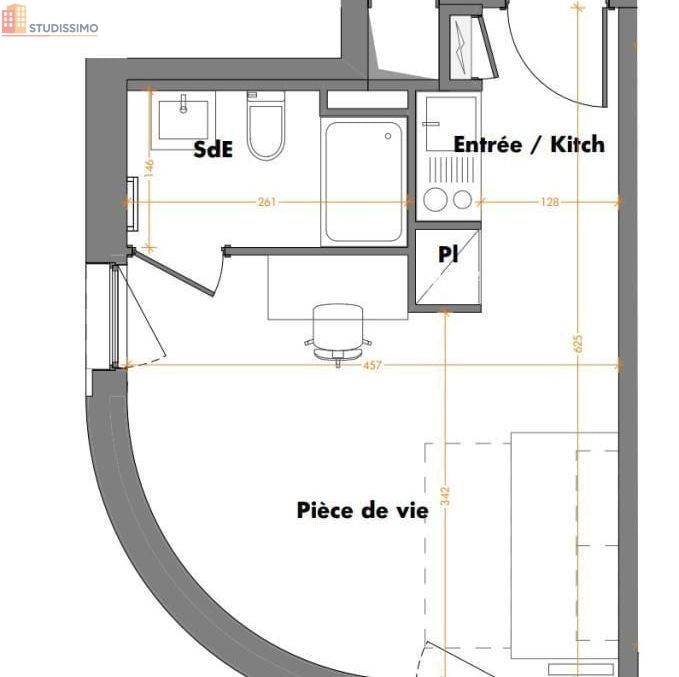 Studio meublé 24m² Mulhouse 68100 - Meublé, DPE C - Photo 1