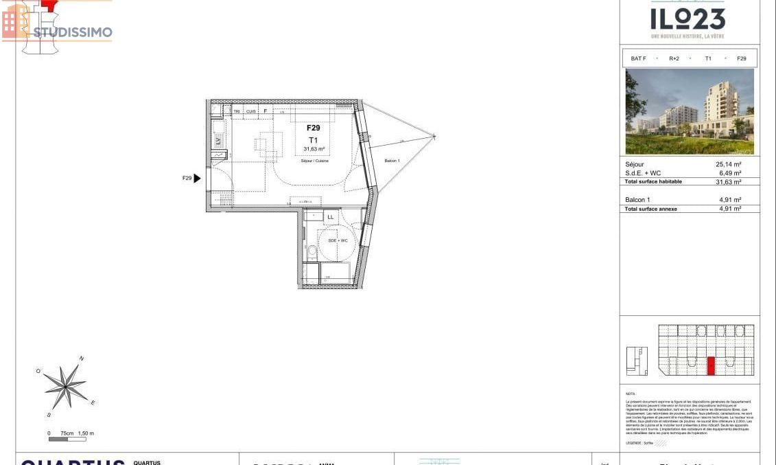 Studio 31m² Clermont-Ferrand 63100 - Photo 1