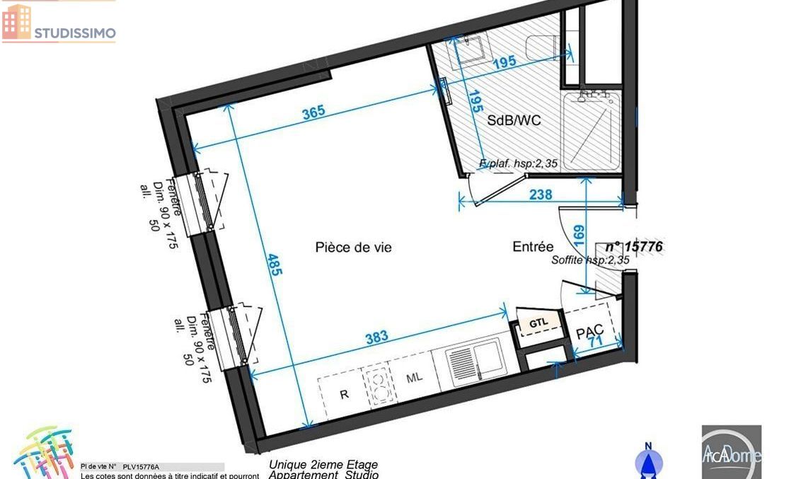 Studio 27m² Valence centre - Lumineux, 2e étage - Photo 5